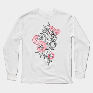 Snake and Flowers Long Sleeve T-Shirt